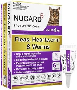 NUGARD Spot On for Cats Over 4kg - Flea & Worm Protection 6-Pack - Vet Recommended Fast-Acting Waterproof Topical Solution with IMIDACLOPRID 100g/L per Carton, MOXIDECTIN 10g/L