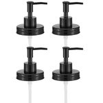 Regular Mouth Plastic Mason Jar Soap Dispenser Pumps and Lids- Rust-Proof Mason Jar Accessories Rustic Farmhouse Kitchen Counter Top Bathroom Decor and Organization - 4 Pack