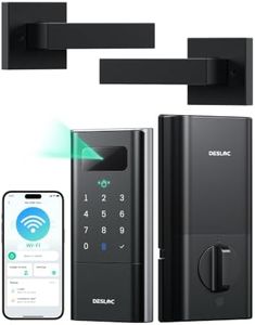 DESLOC Palm Vein Smart Lock with Lever Handle, K140 Plus Keyless Entry Door Lock with Keypad Deadbolt, 10000mAh Li-ion Battery, App Control, WiFi Digital Front Door Lock, Auto Lock, BHMA 3, Black