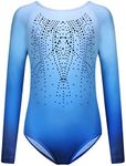 trudge Gymnastics Leotards for Girls Long Sleeve Gradient Color Sparkle Leotard Dancing Ballet Gymnastics Athletic for Little Girl 7-8 Years