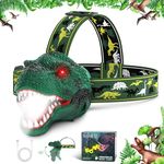 Dysaim Dinosaur Gifts Toys for Boys Girls - Dinosaur LED Headlamp Kids Flashlight Headlights for Kids Camping Gear Essentials, Dinosaur Toy Ideal Gift for Birthday, Halloween, Christmas, New Year