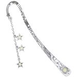 Jeffdad Moon and Stars Bookmark Luminous, Glow in The Dark Butterfly Bookmark, Fantasy Luminous Bookmark Gifts for Women Girls, Cool Bookmarks for Book Reading Lovers(Silver Stars)