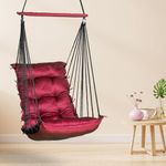 Curio Centre Soft Cotton Swinging Hammock Hanging Swing Chair/Hammock Swing for Adults & Kids/Swing for Indoor Outdoor, Garden & Patio/Durable Portable Jhula/Swing for Home(Maroon)