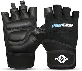 Nivia Pro Grip Gym Gloves for Men & Women, Weightlifting Gloves, Leather Gym Gloves with Neoprene Wrist Strap,Towel Fabric on Thumb to Wipe Sweat Away, Black (Large)