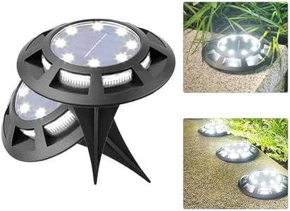 BsrFirst Solar floor lights 2-pack, LED solar lights, crystalline silicon panel and high-strength ABS material outdoor solar Light suitable for walkways, gardens (white light)