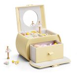 Vlando Musical Jewellery Box with Spinning Ballerina, Lockable Jewelry Case for Children Bracelet, Ring, Necklace, Gift for kids