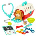 Battat – Mini Vet Playset (11Pc) – Plush Dog & Carrier – Stickers & Checklist – Toy Stethoscope & Bone – 2 Years + – Puppy Care Vet Kit