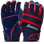 Franklin Sports Hi-Tack Premium Football Receiver Gloves - Navy/Red - Youth Large