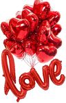 AMFIN® (Pack of 12) Love Foil Balloon/Valentine's Day Decoration Items/Red Balloons for Decoration/Love Balloons for Decoration/Red Heart Balloons