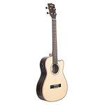 Kala KA-SSEBY-B-CE Solid Spruce Top Striped Ebony Baritone Cutaway Electro Ukulele