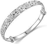 Delicate Beautiful Silver Bangle Bracelet with Snowflake Carved,925 silver jewellery