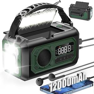 12000mAh Emergency Weather Radio, Hand Crank Radio Solar Radio Portable AM/FM/NOAA Radio with 2 Solar Panels 3 Charging Methods SOS Alarm 3 Mode Flashlight Phone Charger Compass Reading Lamp