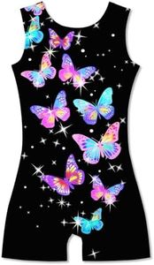 TUONROAD Gymnastics Leotard with Shorts for Girls Biketards with Butterflies 7-8 7/8 Years Old