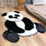 Faux Fur Cartoon Panda Rug, Soft Shaggy Area Pad, Silky Shaggy Carpet for Living Room Bedroom Bay Window Sofa Floor, 35inch x 47inch, Panda