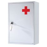 Other NEW METAL WHITE CABINET STEEL LOCKING MEDICINE DRUGS UPBOARD STORAGE FIRST AID