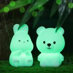 LOVERUIS Cute Bear Bunny Night Light - Kid Lamp Nightlight for Children Birthday Halloween Christmas Gift with 7 Colors Changing for Kids Baby