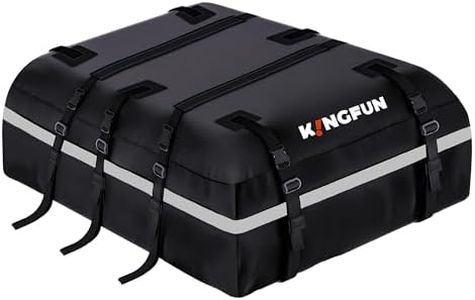 Kingfun Car Rooftop Cargo Carrier – Waterproof 20 Cubic Feet Car Roof Bag Fit All Vehicles with/Without Roof Racks, Includes Anti-Slip Mat, 8 Reinforced Straps & 6 Door Hooks, Luggage Locks（Black）