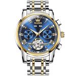 OLEVS Automatic Watch for Men Self Winding Mechanical Luxury Business Stainless Steel Multi Calendar Waterproof Luminous Wrist Watches Blue