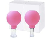 FeelFree Sport 2 Pieces Glass Facial Cupping Kit-Silicone Vacuum Suction Massage Cups Set Anti Cellulite Lymphatic Therapy Sets For Eyes,Face (Pink)