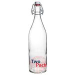 Bormioli Rocco Giara Clear Glass Bottle With Stopper, 33 3/4 oz. (2, Clear)