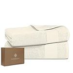 BIOWEAVES 100% Organic Cotton 700 GSM Plush Bath Towels 30" x 58" GOTS Certified - Ivory, Pack of 2