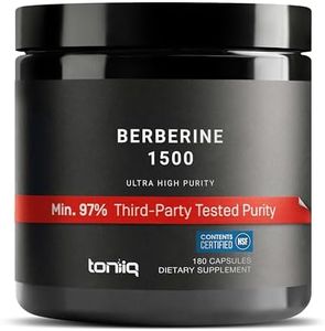 Toniiq Ultra High Strength Berberine HCl from The Himalayas - 100:1 Concentrated Extract - Lab-Tested 97% Berberine HCl - 180 Vegetarian Capsules, 1500 mg per Serving