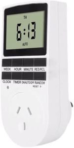 AIMALL Digital Timer Switch Socket Electric Programmable Power 240V AU Plug Clock, LCD Display, Up to 10 On/Off Programs, White