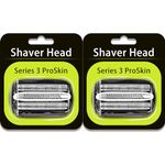 32B Replacement Shaver Head for Braun Series 3,Shaving Razor Head Suitable for Braun S3 3000s 3010s 3020s 3030s 3040s 3050cc 3070cc 3080s 3090cc 310s 320 330 340 350cc ect (2PCS)