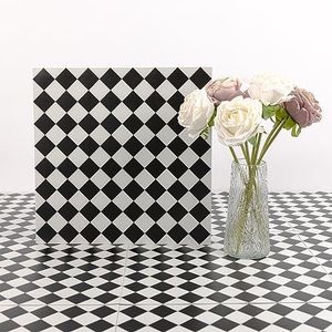 Elffloor Peel and Stick Floor Tile: 30pc 11.8 * 11.8in Self-Adhesive Waterproof Vinyl Flooring Black and White Tiles Sticker for Bathroom, Kitchen, Bedroom, Living Room