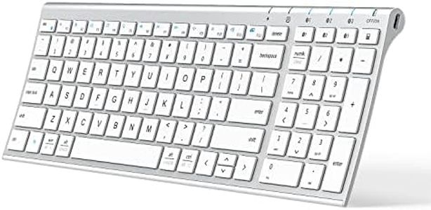 iClever BK10 Bluetooth Keyboard, Rechargeable Wireless Keyboard with Number Pad, Multi-Device Connection, Slim and Compact Design, Comfortable Typing Keyboard for iPad, iPhone, Mac, iOS, Windows