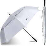 NCTCYO 62Inch UPF 50+ UV Umbrella UV Blocker Sun Umbrella Protection Extra Large Golf Umbrellas Windproof Auto Open Double Canopy For Rain Beach Golf Sports Games Walking Sightseeing Silver/Blue