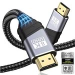 HDMI 2.1 Cable 2M - 8K HDMI Cable Certified Ultra Highspeed 48Gbps 8K@60Hz 4K@120Hz 7680P eARC HDCP 2.2&2.3 DTS:X Dynamic HDR Dolby Atmos Compatible with HDTV, PS5/4/3, Xbox Series X/S, Monitor More.