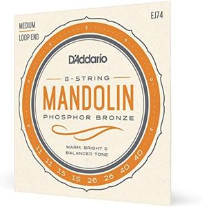 D'Addario Mandolin Strings - Mandolin Strings - Phosphor Bronze - For 8 String Mandolin - Rich, Full Tonal Spectrum - EJ74 - Medium, 11-40