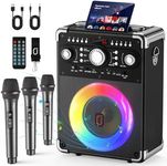 HWWR Karaoke Machine with 3 Microphones for Adults and Kids,Portable Party Karaoke Speaker with DJ Lights, Bluetooth Speaker for Home Party, Gatherings, The Best Gift for All