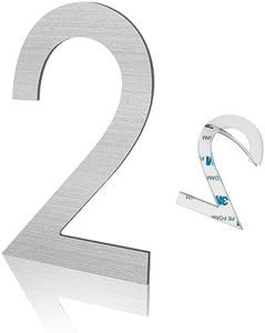 3 Inch Modern House Numbers, Brushed Silver Mailbox Number,Stainless Steel Material,Self-Adhesive Number Door Numbers for Apartments Office (2)