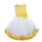 inlzdz Kids Sleeveless Bowknot Petals Flower Girl Dress Bridesmaid Wedding Birthday Party Formal Princess Dress up Yellow 11-12 Years