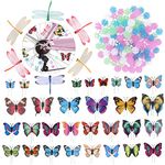 WINOMO Set of Bicycle Decor Bike Bicycle 108pcs Wheel Spoke Beads Luminous Plastic Round Spoke Bead 30pcs Butterflies Clips 6pcs Dragonflies Clips