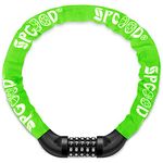 SPGOOD Bike Locks Heavy Duty/Bicycle Chain/Cycling Lock (14 Colors) 5-Digits Codes Resettable 100,000 Codes for Bike Cycle, Moto, Door, Gate Fence 830mm Length(Neon Green)