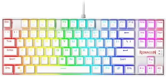 Redragon K552 Mechanical Gaming Keyboard RGB LED Backlit Wired with Anti-Dust Proof Switches for Windows PC (White, 87 Key Blue Switches)