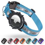 Reflective AirTag Cat Collar, Integrated Cat Tracker Collar with Air Tag Holder and Bell, Safety Elastic Band Cat GPS Collars for Girl Boy Cats, Kittens and Puppies (Blue, S)