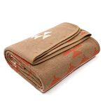 ACUSHLA Merino Wool Camp Blanket - Warm, Thick, Washable, Large Throw - Great for Outdoor Camping All Seasons Suitable Morocco Khaki 79" x63" 3.8lbs