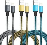 iPhone Charger Cable 3 Pack 10FT/2.8m MFi Certified USB Lightning Cable Nylon Braided Long Apple iPhone Lead Fast Charger Cables For iPhone 14 pro max 14 13 pro 12 11 XS X XR 8 7 6 plus