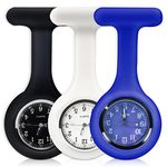 Set of 3 Nurse Watch Brooch, Silicone with Pin/Clip, Infection Control Design, Health Care Nurse Doctor Paramedic Medical Brooch Fob Watch,Black White and Blue