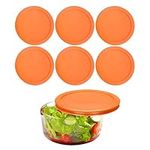 Lids for Pyrex and Anchor Round Glass Containers (4-Cups, Orange-6PK)