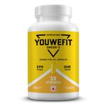 YouWeFit Omega-3 Fish Oil (90 Capsules) | 1250mg Triple Strength Fish Oil Softgel Capsules (540mg EPA & 360mg DHA) | No Fishy Burps | For Joint & Heart Health