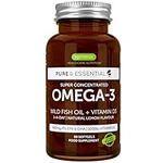 Advanced Omega-3 Wild Fish Oil & Vitamin D3 1000iu, 1-a-Day, Highly Concentrated EPA & DHA, Fast-Acting rTG, Natural Lemon Flavour, 60 Softgels, by Igennus