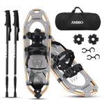 AMBIO Snowshoes for Men Women Youth Kids, Lightweight Aluminum Snow Shoes with Trekking Poles and Carrying Tote Bag (Brown, 30")