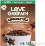 Love Grown Gluten-Free Bean Stars Cereal - Plant-Based, Vegan, Non-GMO Certified - 5g Added Sugar, High Fiber, Seed-Oil Free - No Artificial Colors or Flavors - Chocolate Flavor, 6 Pack, 9.5oz