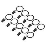 uxcell Curtain Rings with Clips, 14pcs - Carbon Steel Drapery Curtain Clip Rings, 1.5 Inch Curtain Clip Rings Hooks for Curtain Rod (Black)