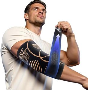 Copper Elbow Brace for Tendonitis and Tennis Elbow, 3D Knit Elbow Compression Sleeve with Adjustable Strap for Arthritis, Golfers, Bursitis, Elbow Pain Relief, Weightlifting, Fit for Men & Women (Black, X-Large)